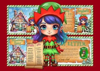 Image of one of Santa's elves with a package of documents in the background